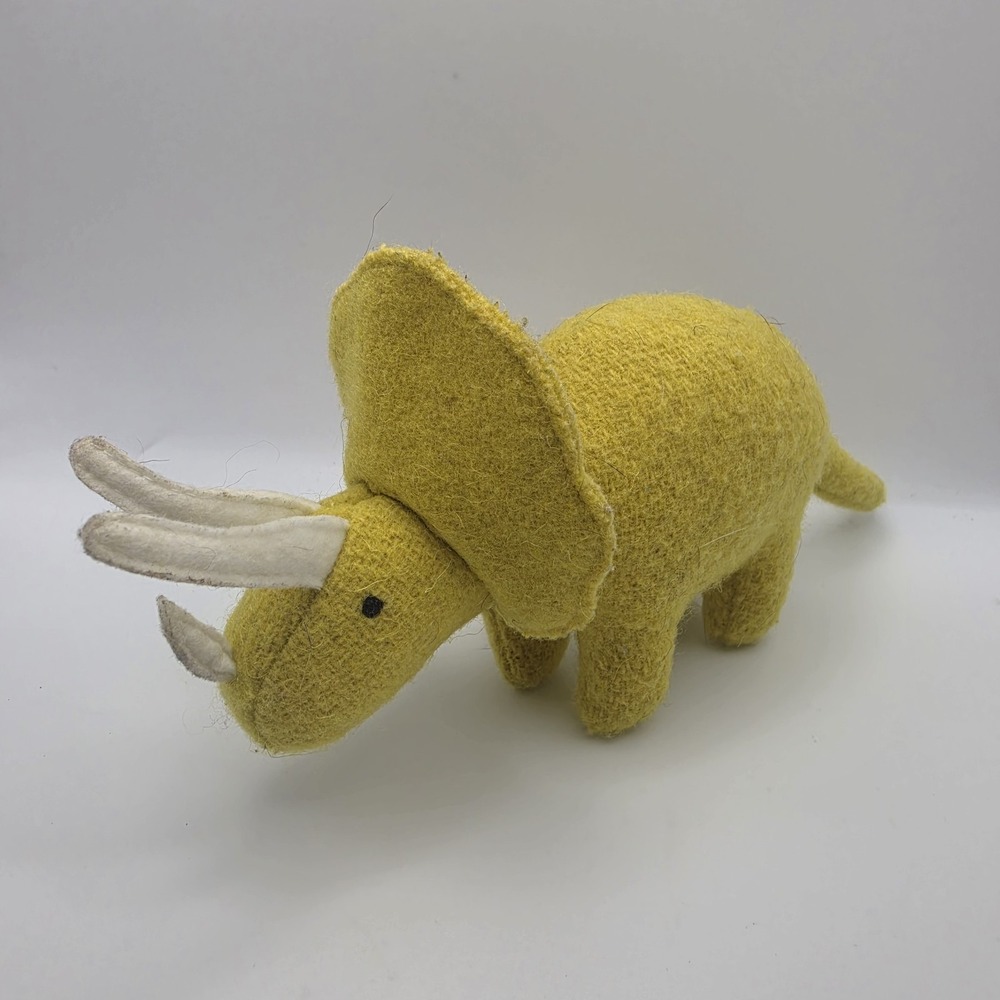 Ollie Ella Dinosaur Triceratops Holdie Plush Wool Felt Stuffed Animal Folk Lovey